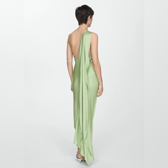 Mango asymmetrical dress with straps pastel green - Size S/US 4 - Picture 3 of 4